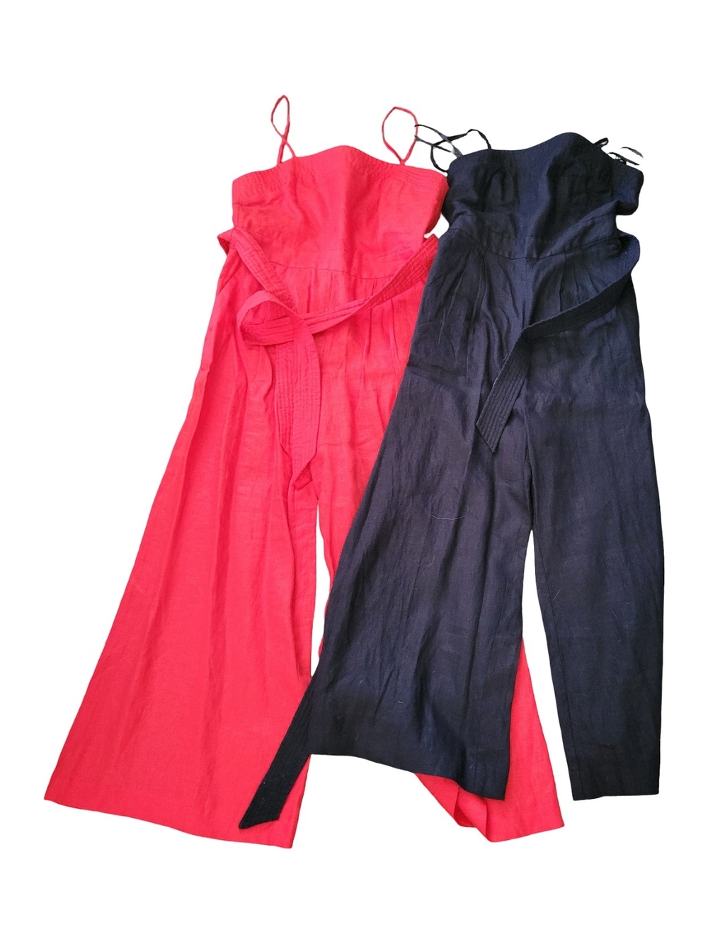 J. Crew Spaghetti-Strap Wide-Leg Jumpsuits in Bright Red and Black
